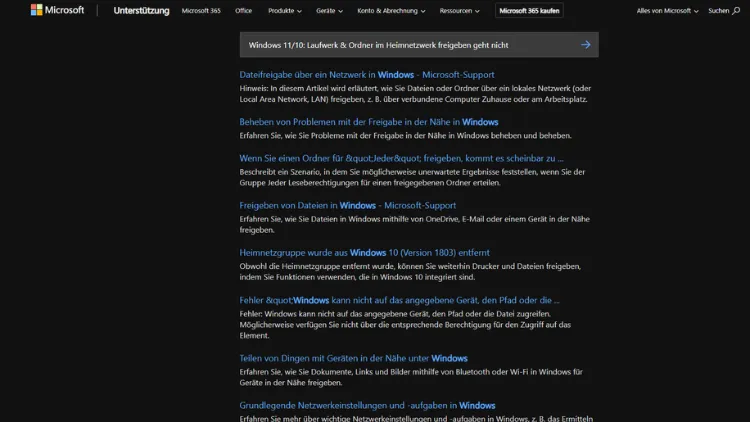 Windows 1110 Laufwerk & Ordner im Heimnetzwerk freigeben geht nicht