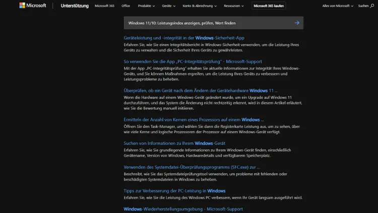 Windows 1110 Leistungsindex anzeigen, prüfen, Wert finden