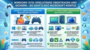 Windows 11/10: MS-Konto, Spielstände übertragen und sichern – So geht’s
