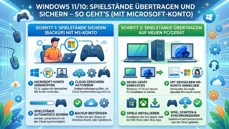 Windows 11/10: MS-Konto, Spielstände übertragen und sichern – So geht’s