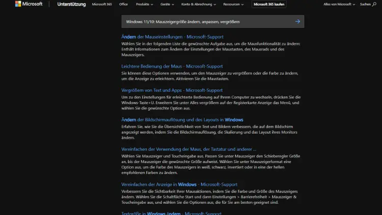 Windows 1110 Mauszeigergröße ändern, anpassen, vergrößern