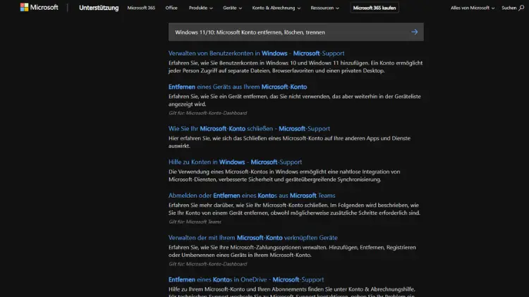 Windows 1110 Microsoft Konto entfernen, löschen, trennen