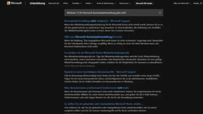 Windows 1110 Microsoft-Kontowiederherstellung geht nicht