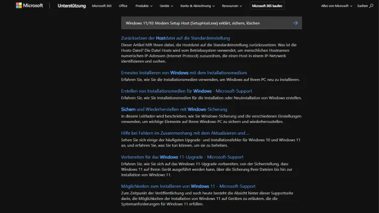 Windows 1110 Modern Setup Host (SetupHost.exe) erklärt, sichern, löschen