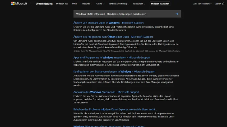 Windows 1110 Öffnen mit - Standardverknüpfungen zurücksetzen