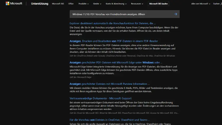Windows 1110 PDF-Vorschau von Fremdrechnern anzeigen, öffnen