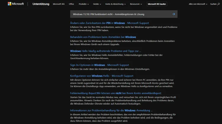 Windows 1110 PIN funktioniert nicht – Anmeldeoptionen & Lösung