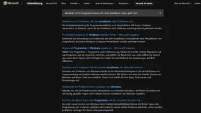 Windows 1110 Programme lassen sich nicht installieren, Setup geht nicht