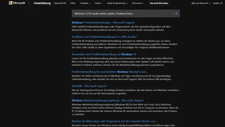 Windows 1110 Quake starten, spielen, Probleme lösen