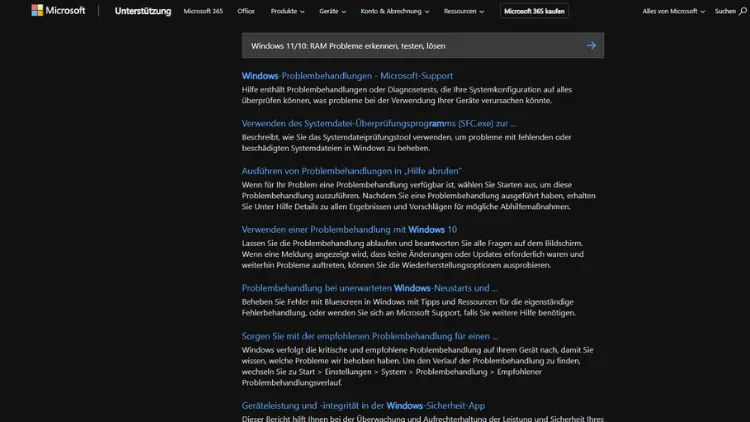 Windows 1110 RAM Probleme erkennen, testen, lösen
