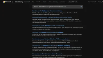 Windows 1110 RDP Anmeldung funktioniert nicht, Problem lösen