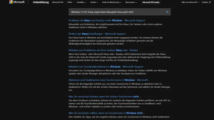 Windows 1110 Setup zeigt keinen Mauspfeil, Maus geht nicht