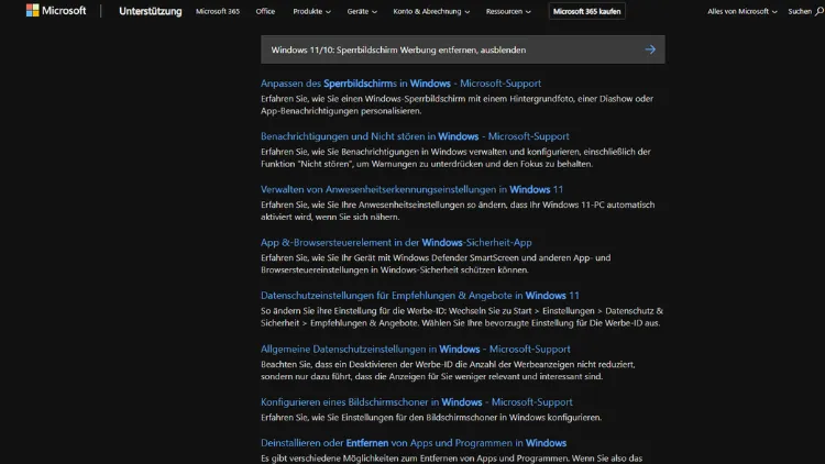 Windows 1110 Sperrbildschirm Werbung entfernen, ausblenden