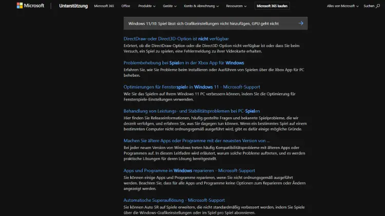 Windows 1110 Spiel lässt sich Grafikeinstellungen nicht hinzufügen, GPU geht nicht