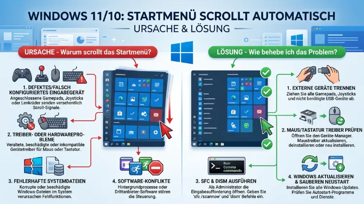 Windows 11/10: Startmenü scrollt automatisch – Ursache & Lösung
