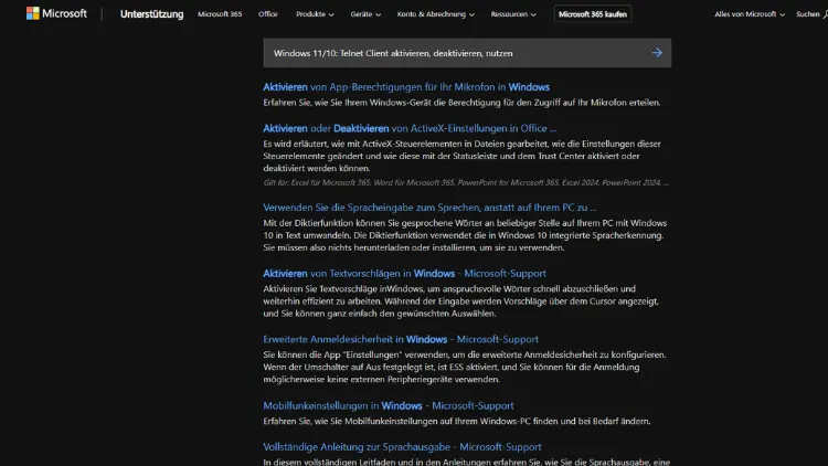 Windows 1110 Telnet Client aktivieren, deaktivieren, nutzen