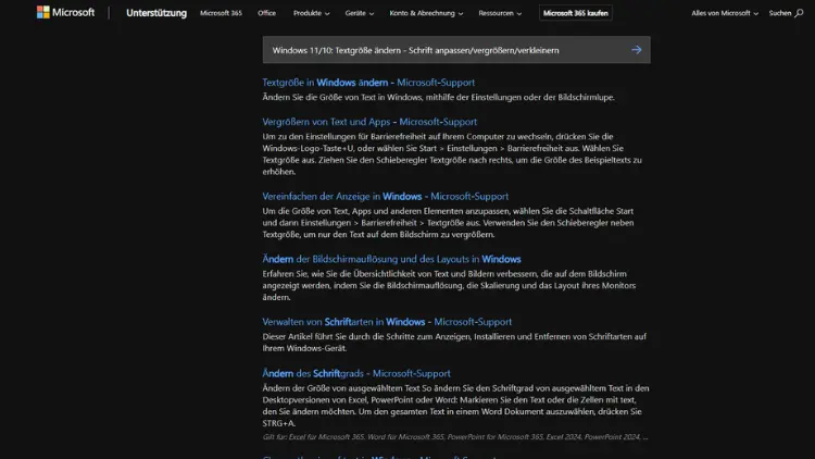 Windows 1110 Textgröße ändern - Schrift anpassenvergrößernverkleinern