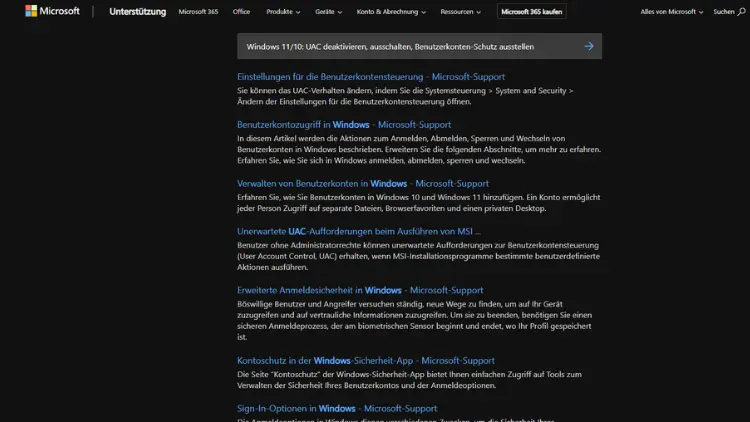 Windows 1110 UAC deaktivieren, ausschalten, Benutzerkonten-Schutz ausstellen