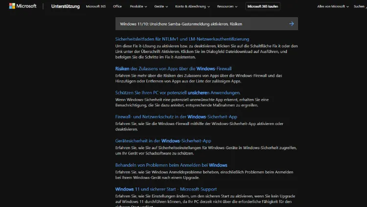 Windows 1110 Unsichere Samba-Gastanmeldung aktivieren, Risiken