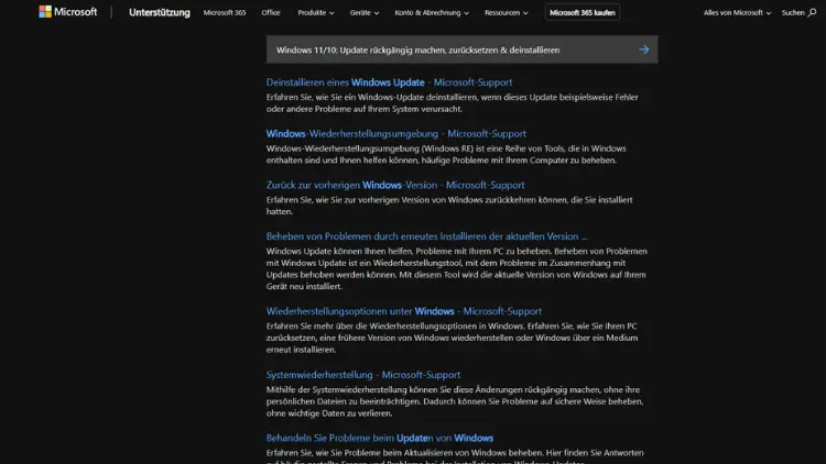 Windows 1110 Update rückgängig machen, zurücksetzen & deinstallieren