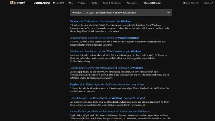 Windows 1110 WLAN-Passwort erstellen, ändern, zurücksetzen