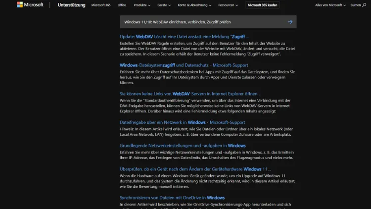 Windows 1110 WebDAV einrichten, verbinden, Zugriff prüfen