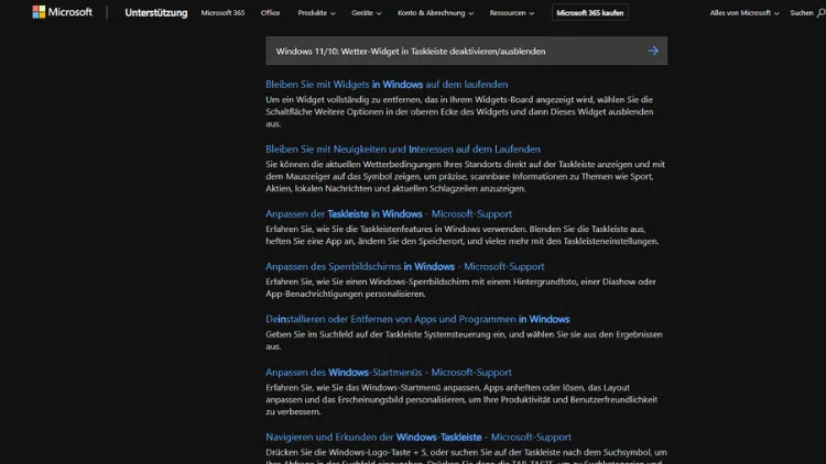 Windows 1110 Wetter-Widget in Taskleiste deaktivierenausblenden