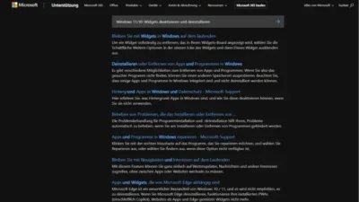 Windows 1110 Widgets deaktivieren und deinstallieren