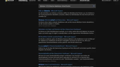 Windows 1110 Zeitachse deaktivieren, Verlauf löschen