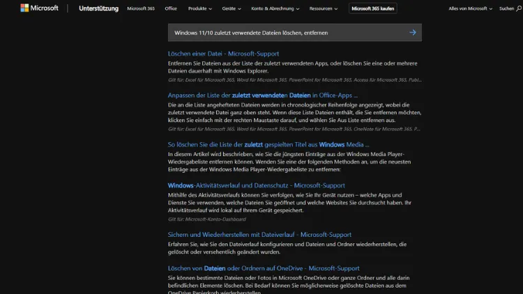 Windows 1110 zuletzt verwendete Dateien löschen, entfernen