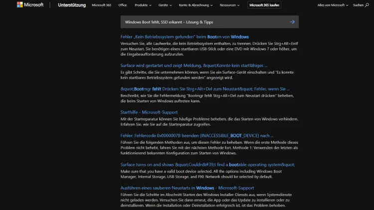 Windows Boot fehlt, SSD erkannt – Lösung & Tipps