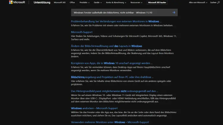 Windows Fenster außerhalb des bildschirms, nicht sichtbar - Windows 1110