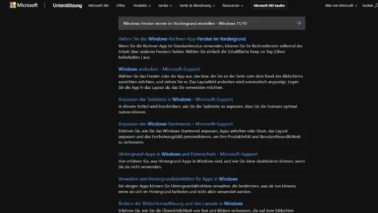 Windows Fenster immer im Vordergrund einstellen - Windows 1110