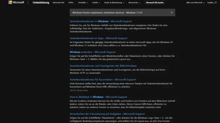 Windows Fenster maximieren, minimieren shortcut - Windows 1110