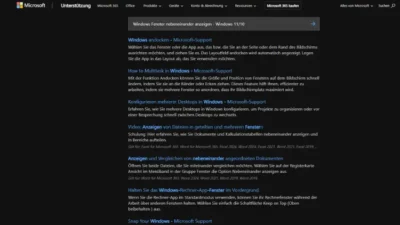 Windows Fenster nebeneinander anzeigen - Windows 1110