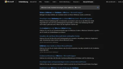 Windows-Gerät, Hardware hinzufügen, sicher entfernen - Win 1110