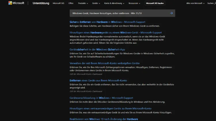 Windows-Gerät, Hardware hinzufügen, sicher entfernen - Win 1110