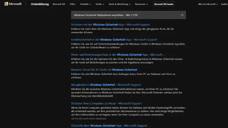 Windows-Sicherheit Maßnahmen empfohlen - Win 1110
