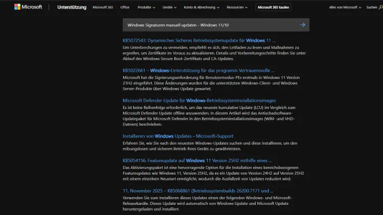 Windows Signaturen manuell updaten - Windows 1110