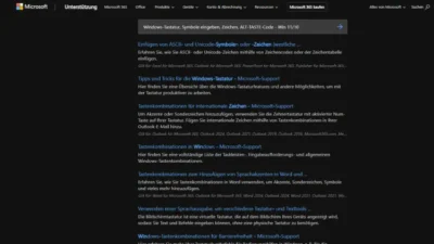 Windows-Tastatur, Symbole eingeben, Zeichen, ALT-TASTE-Code - Win 1110