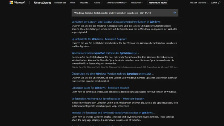 Windows-Tastatur, Tastaturen für andere Sprachen installieren - Win 1110