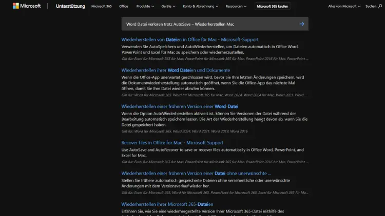Word Datei verloren trotz AutoSave – Wiederherstellen Mac