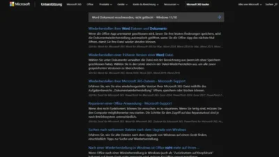 Word Dokument verschwunden, nicht gelöscht – Windows 1110