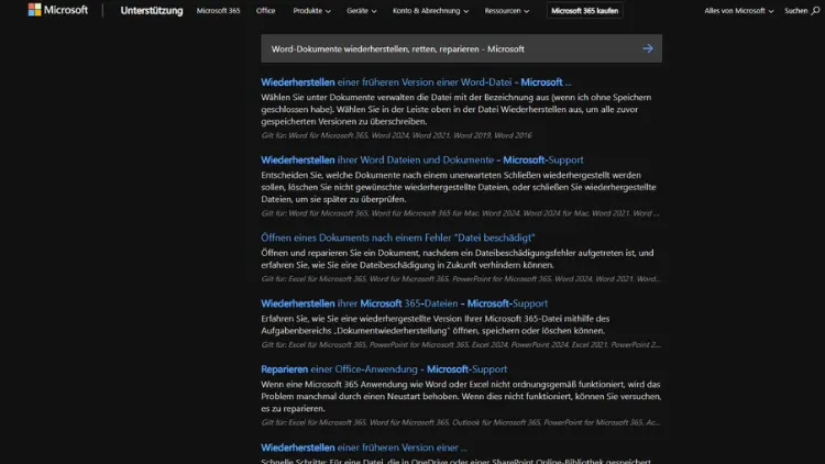 Word-Dokumente wiederherstellen, retten, reparieren - Microsoft