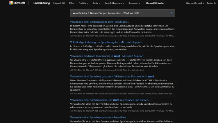 Word Tastatur & Narrator Support Kommentare – Windows 1110