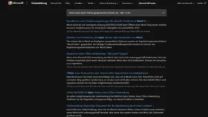 Word stürzt beim Öffnen gespeicherter Dateien ab – Win 1110