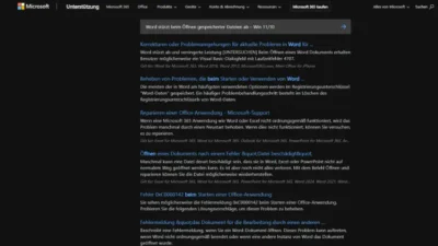 Word stürzt beim Öffnen gespeicherter Dateien ab – Win 1110