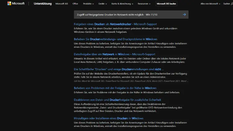 Zugriff auf freigegebene Drucker im Netzwerk nicht möglich - Win 1110