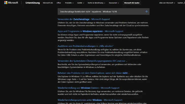 Zwischenablage funktioniert nicht - reparieren - Windows 1110