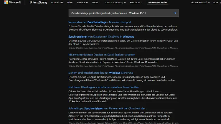 Zwischenablage geräteübergreifend synchronisieren - Windows 1110